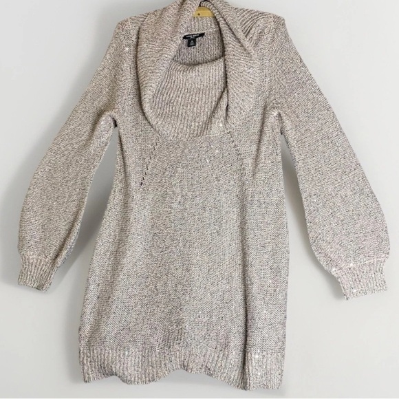 Nine West Pink Textured Knit Sweater Sequins Glitter Cowl Neck Pullover M - Picture 1 of 8